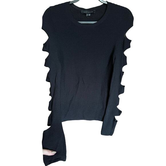 Skull Cashmere Tyrone Slash Crewneck Sweater Cutout Sleeves Black Size Medium - Picture 4 of 11